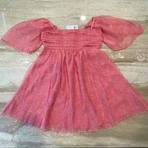 A&F Mini Dress PINK Floral Emerson M P Puff Sleeve Barbie Soft Girl Milkmaid NWT